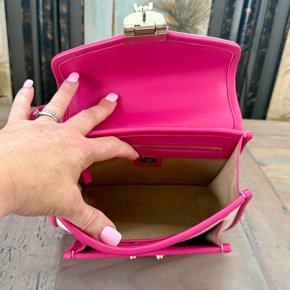 MCM Powder Pink Visetos Small Top Handle Shoulder Satchel Bag w/FREE GIFT - Picture 15 of 15